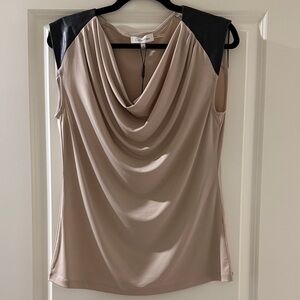 Calvin Klein Beige and Black Draped top